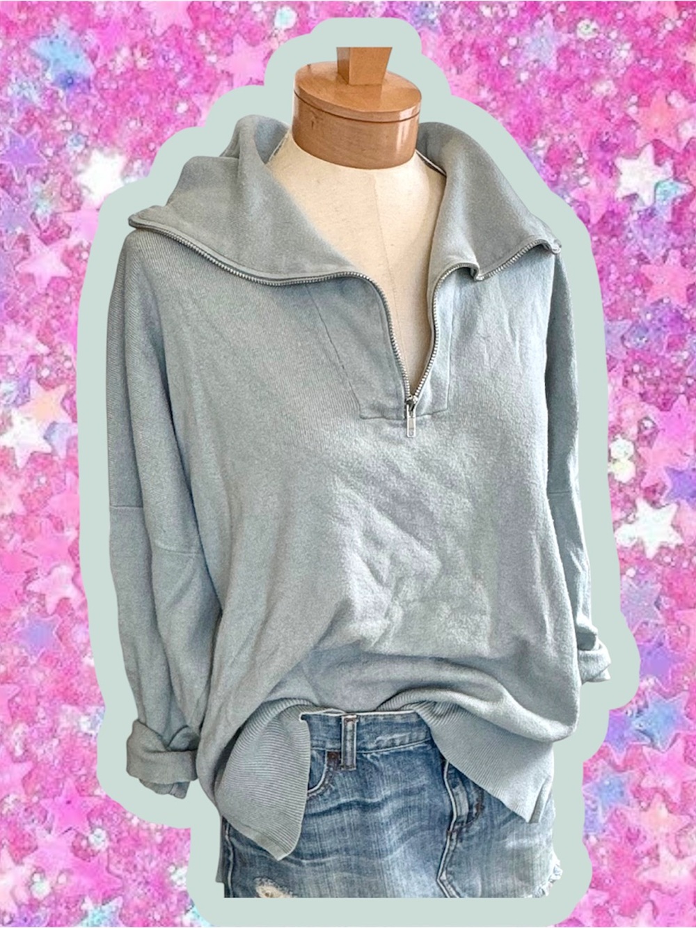 Abercrombie & Fitch sweater M L A&F turtleneck cowl Y2K 2000s zip hollister
